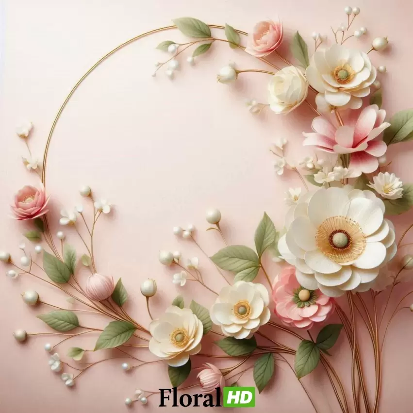 Beautiful Floral Wreath With White And Pink Blossoms PNG Transparent Background