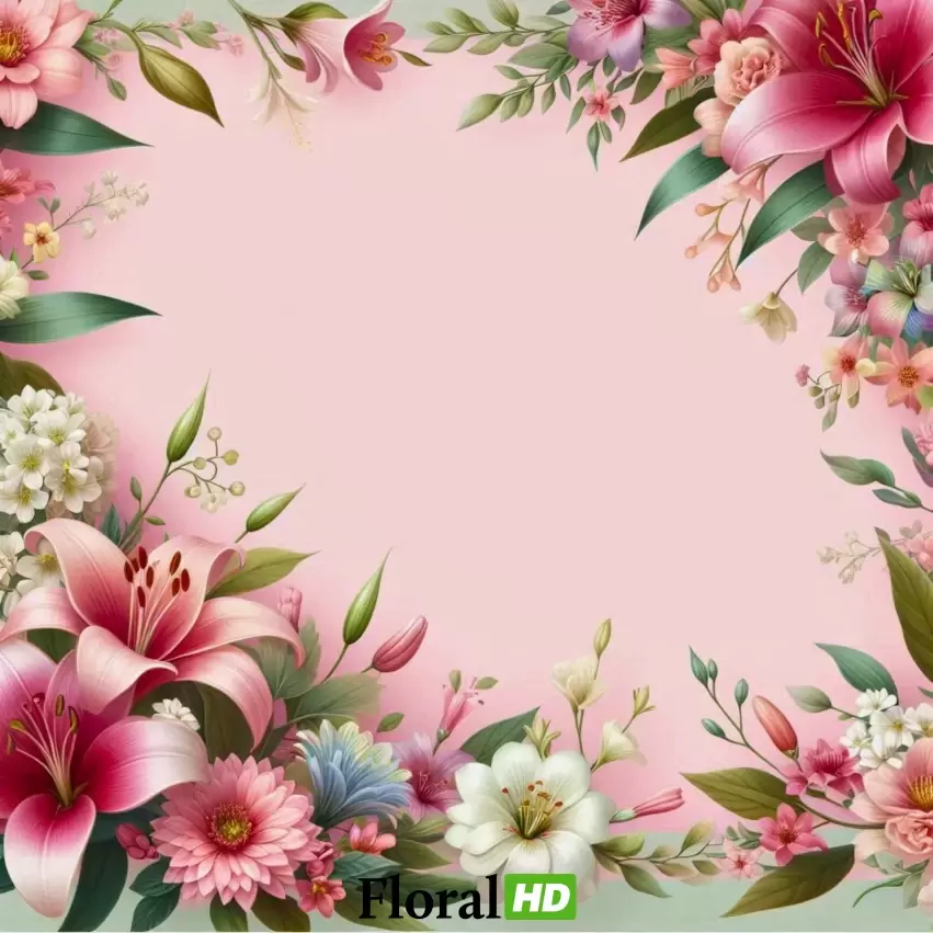 Beautiful Pink Floral Frame With Mixed Flowers PNG Transparent Background