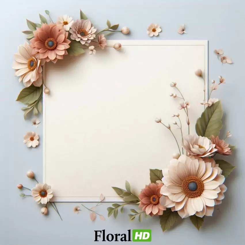 Beautiful Square Floral Frame With Soft Pink And White Flowers PNG Transparent Background