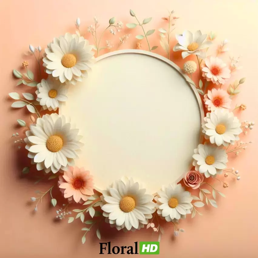 Charming Daisy Floral Wreath With Pastel Tones PNG Transparent Background