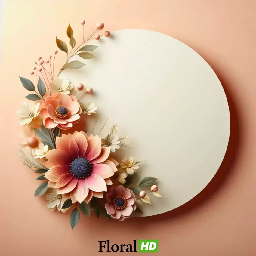 Charming Floral Frame With Pink And Peach Flowers PNG Transparent Background