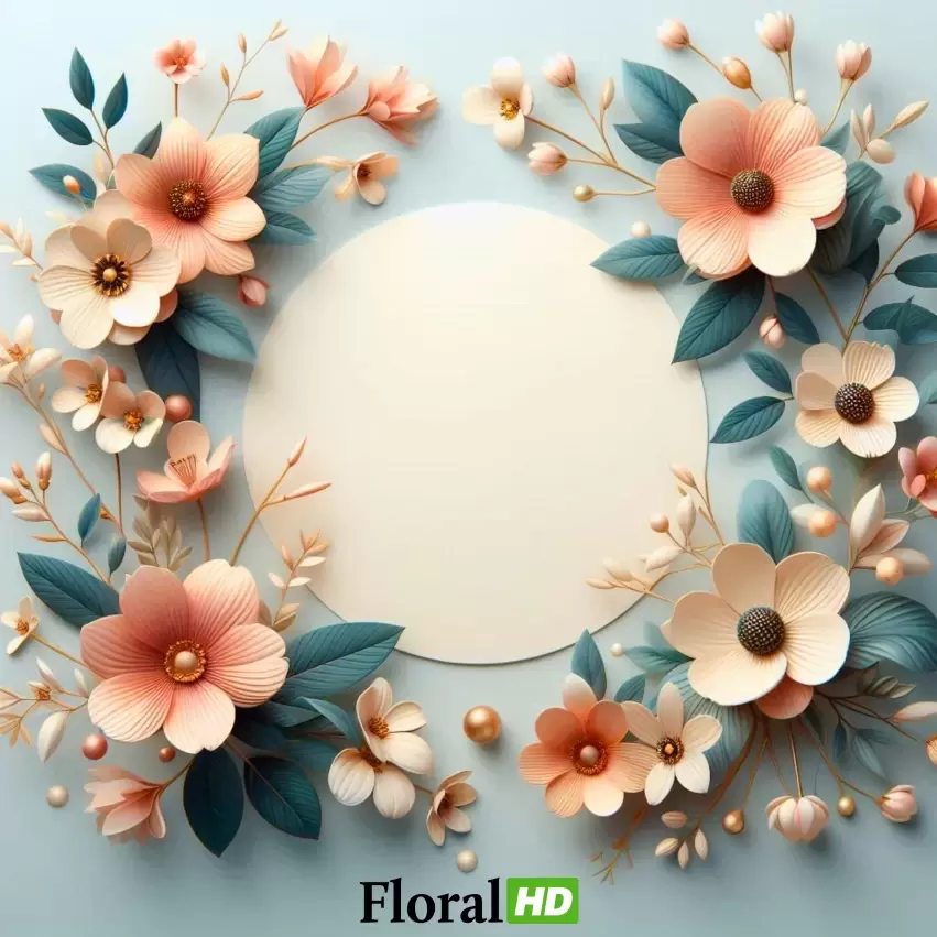 Colorful Floral Frame With Pink And Blue Flowers PNG Transparent Background