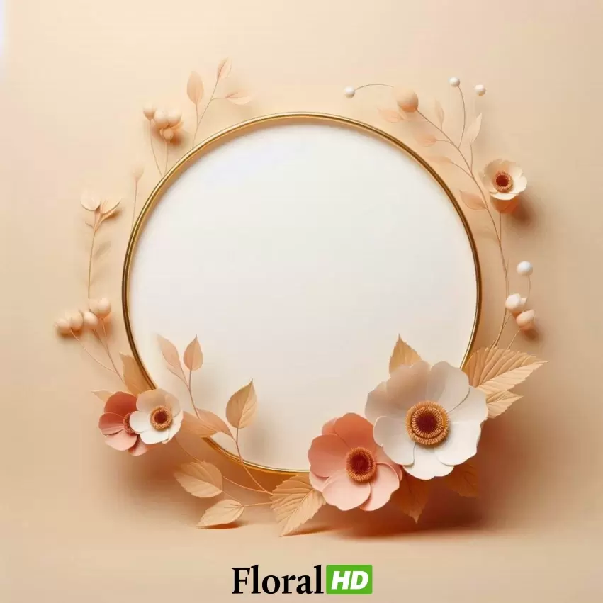 Elegant Floral Frame With Soft Pink And Beige Flowers PNG Transparent Background