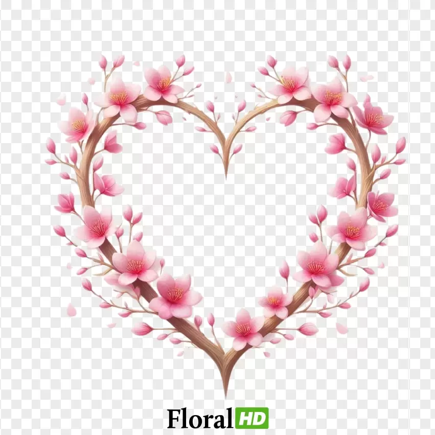 Elegant Heart Frame With Delicate Pink Petals PNG Transparent Background