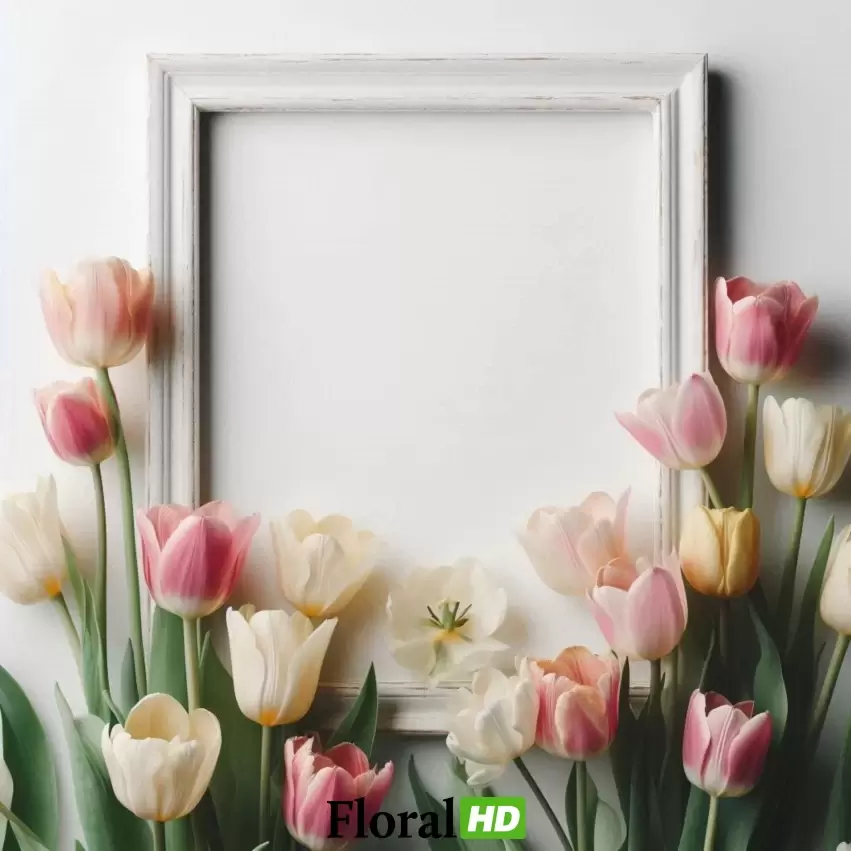 Pastel Tulip Floral Frame For Elegant Spring Decor PNG Transparent Background