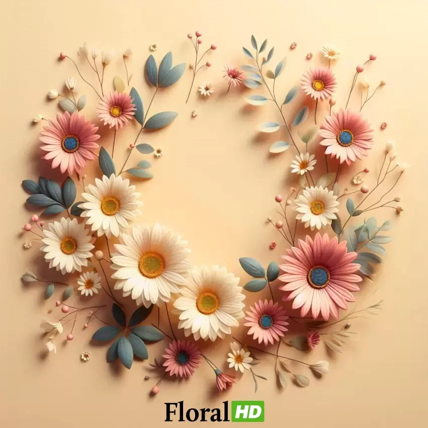 Vibrant Floral Wreath With Pink Blue And White Flowers PNG Transparent Background