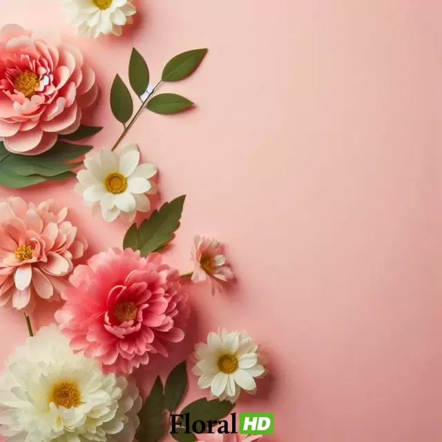 Delicate Pink And White Flowers With Fresh Greenery PNG Transparent Background