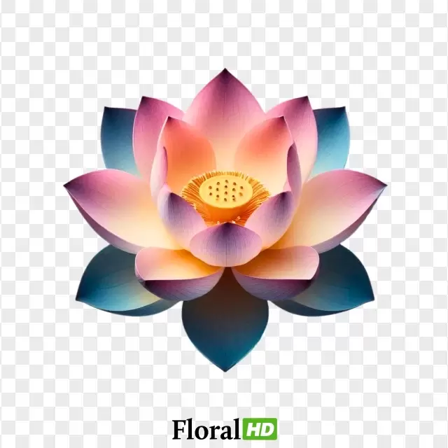 Beautiful Multi-Colored Lotus Flower PNG Transparent Background