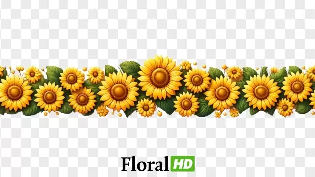 Vibrant Sunflower Garland For Party Decorations PNG Transparent Background