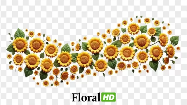 Whimsical Sunflower Garland For Festive Occasions PNG Transparent Background